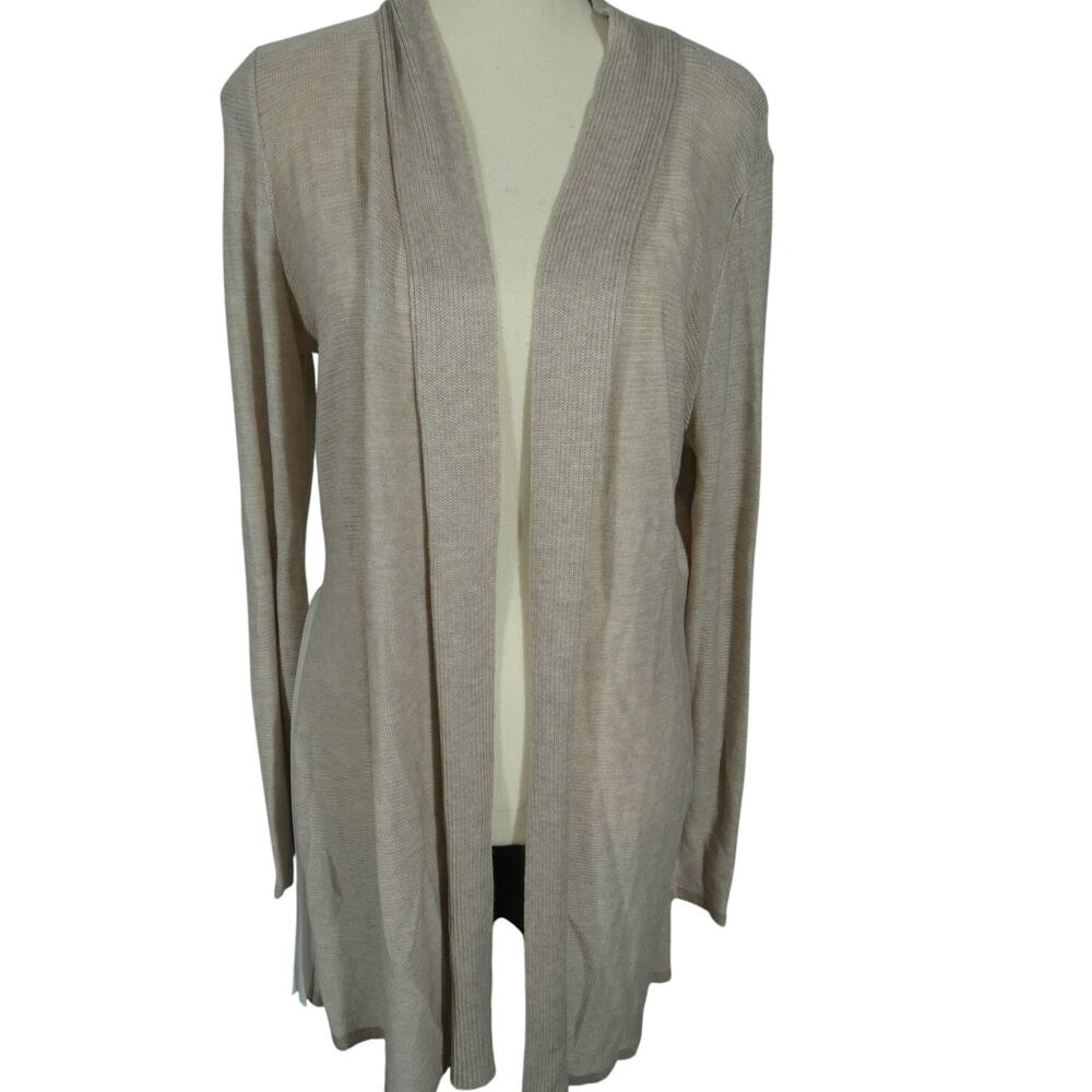 Fever Women's L Open Knit Cardigan Mixed Media  Lace Sheer Hipster Peasant Boho